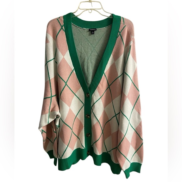 torrid Sweaters - Torrid Argyle sweater cardigan button front long line 5X